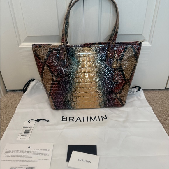 Brahmin Medium Asher Reptilian Ombre Melbourne Tote - Picture 3 of 13
